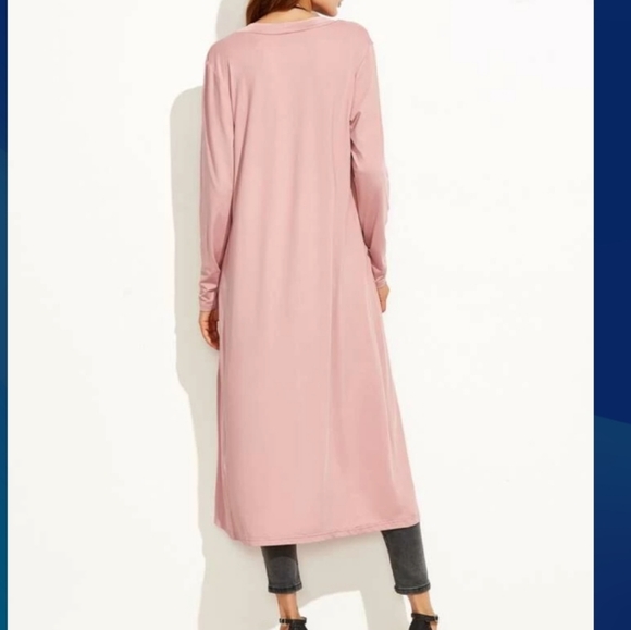 Roaman's (Size L 18/20) Pink Wool Blend LS Open Front Duster Cardigan (NEW-NWT) - Picture 9 of 9